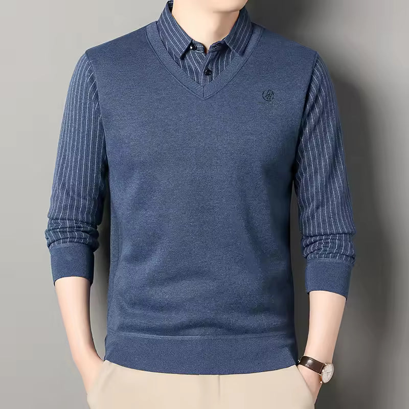 Fleece Lined Pullover Sweater For Men StreetWave Polished Slim Fit Warmth