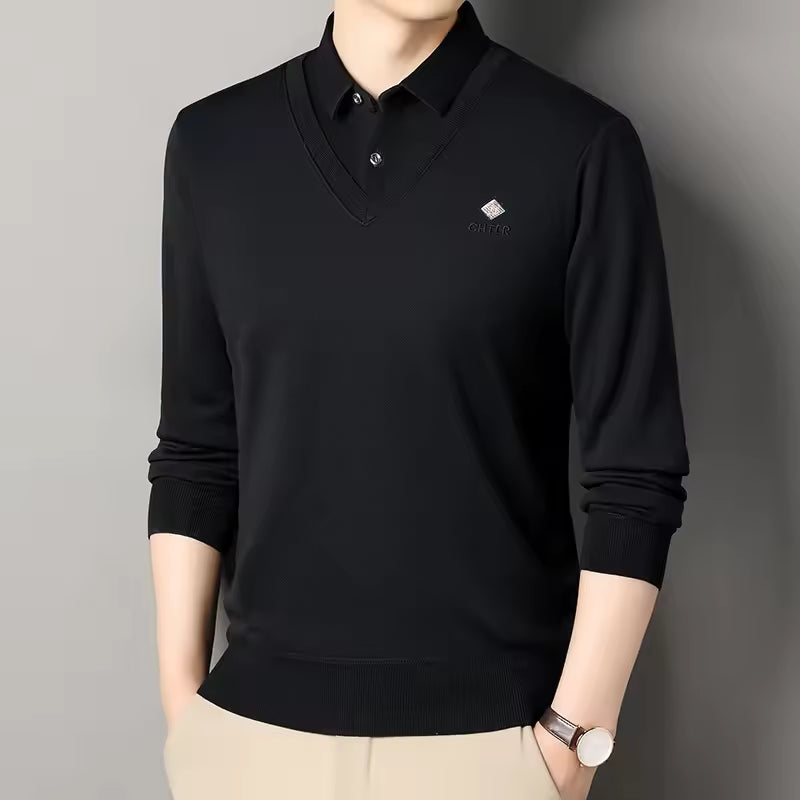 Fleece Lined Pullover Sweater For Men StreetWave Polished Slim Fit Warmth