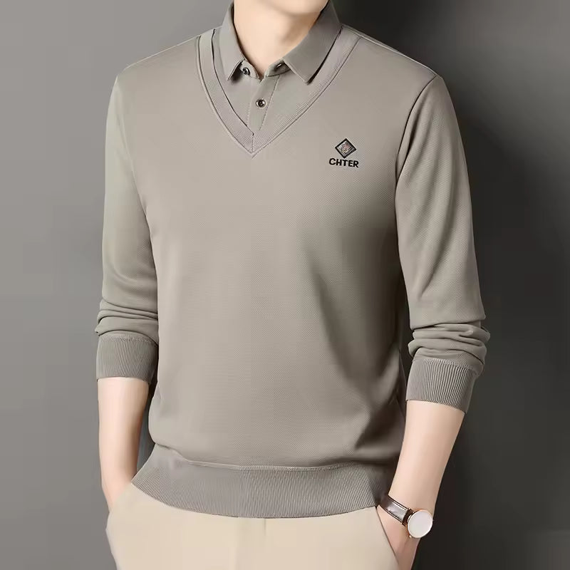 Fleece Lined Pullover Sweater For Men StreetWave Polished Slim Fit Warmth