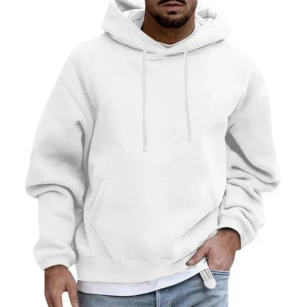 Men's Oversized Hoodie in Soft Cotton Blend with Kangaroo Pocket and Drawstring Hood