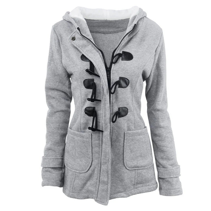Street-wave Hooded Duffle Coat with Tailored Fit and Vintage Toggle Closure for Women