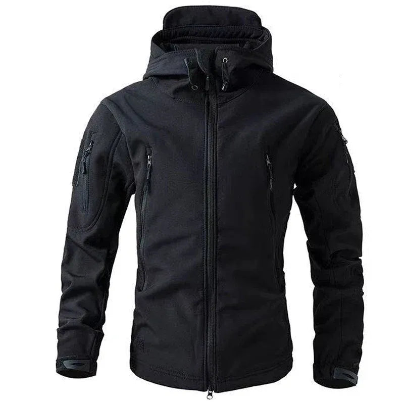 Mens Jacket Regular Fit Water Resistant Outerwear With Adjustable Hood Zippered Pockets
