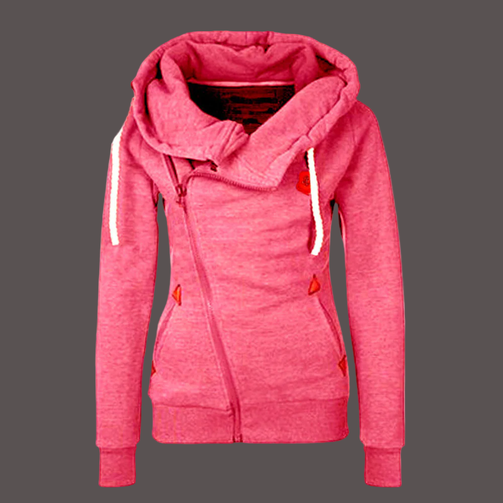 Street-Wave Women's Hoodie Jacket With Asymmetrical Zip Cozy Cotton Blend Casual Streetwear Style