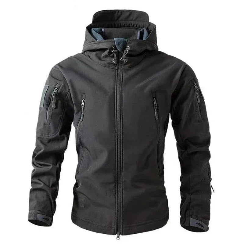 Mens Jacket Regular Fit Water Resistant Outerwear With Adjustable Hood Zippered Pockets