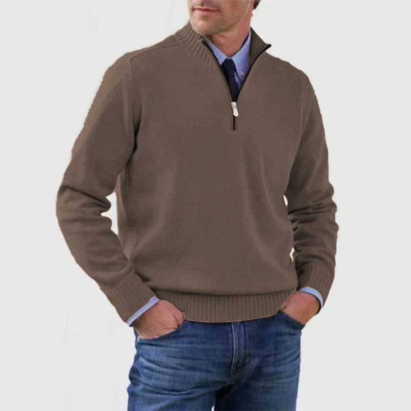 Mens Quarter Zip Sweater for Business Casual Office Attire Sharp Professional Look Knit Pullover by Street-Wave