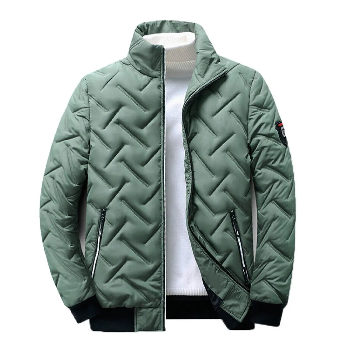 Street Wave Quilted Jacket For Men Navy All Season Insulated With Zigzag Stitch Detail