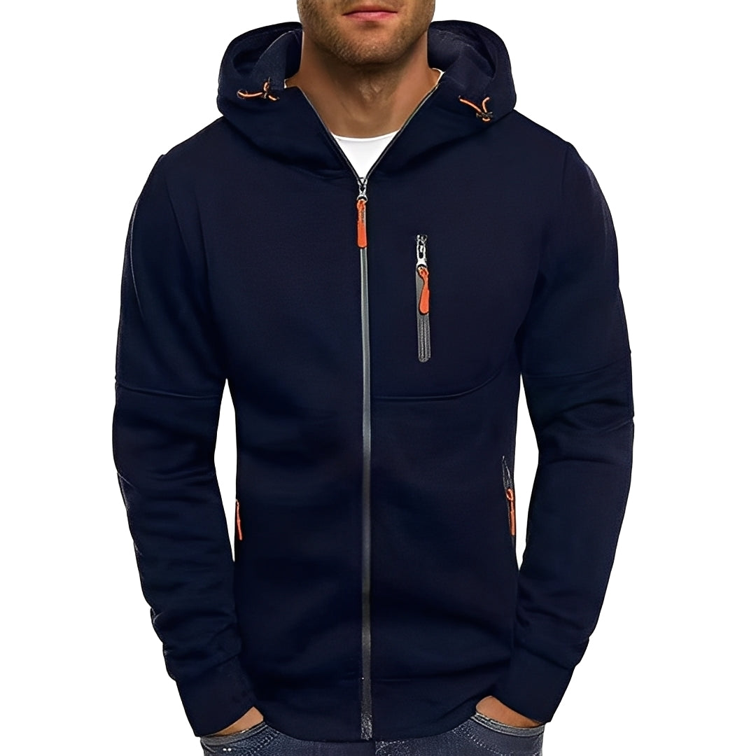 Street-Wave Hoodie Jacket For Men Outdoor Ready Comfort With Secure Zip Pockets And Hood