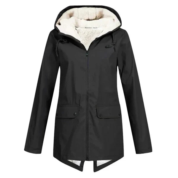 Street Wave Womens Trench Coat Waterproof Fleece Lined Hooded Mid Length