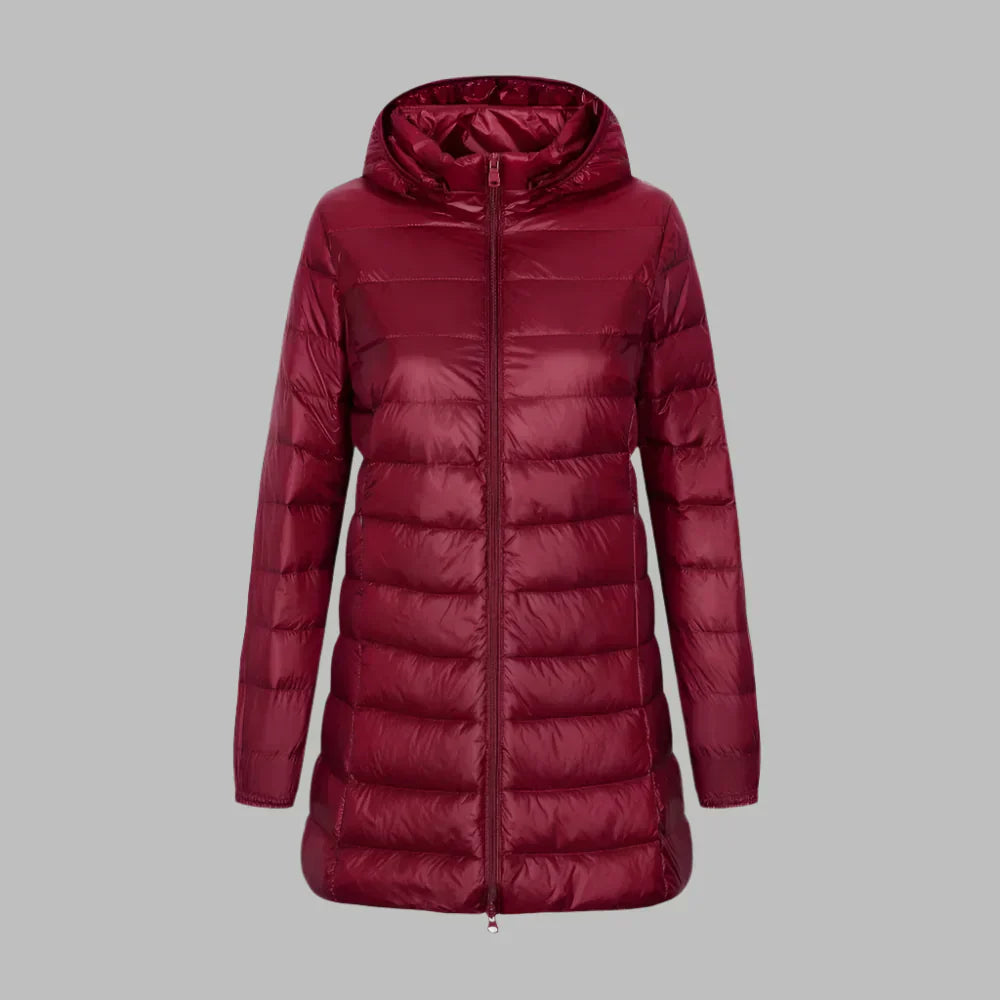 Streetwave Hooded Waterproof Puffer Coat Women Tailored Mid Thigh Length Front Zip