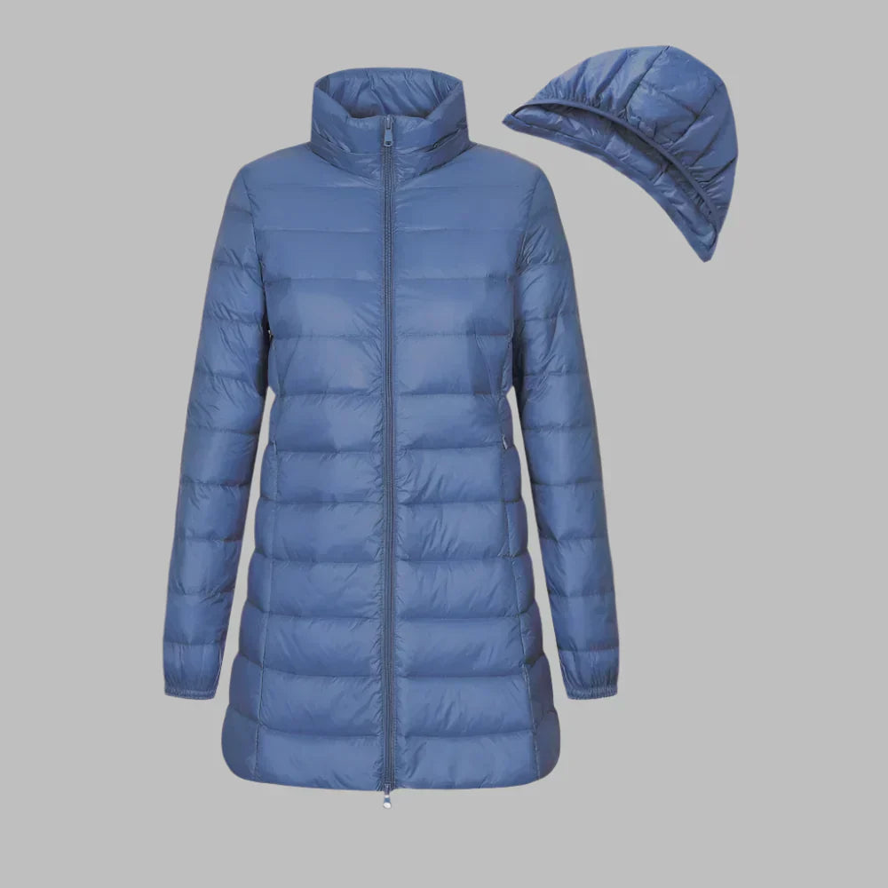 Streetwave Hooded Waterproof Puffer Coat Women Tailored Mid Thigh Length Front Zip