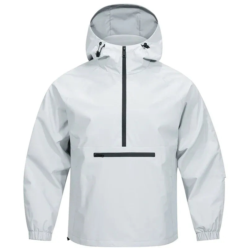 Street-Wave Mens Water Resistant Hooded Pullover Hoodie Relaxed Fit Half Zip Zipper Chest Pocket