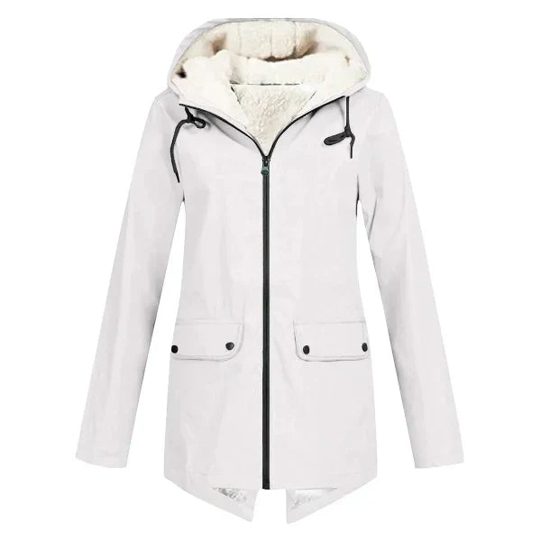 Street Wave Womens Trench Coat Waterproof Fleece Lined Hooded Mid Length