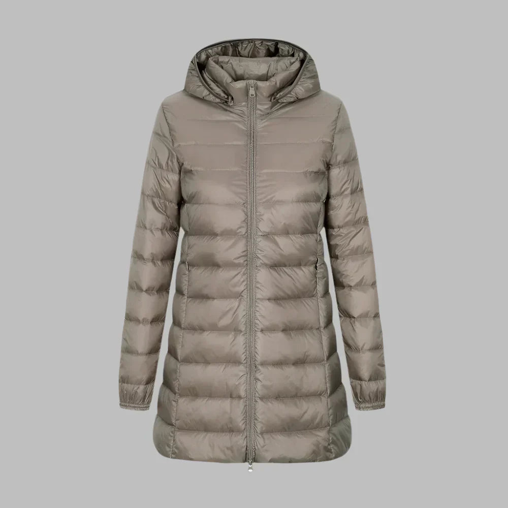 Streetwave Hooded Waterproof Puffer Coat Women Tailored Mid Thigh Length Front Zip