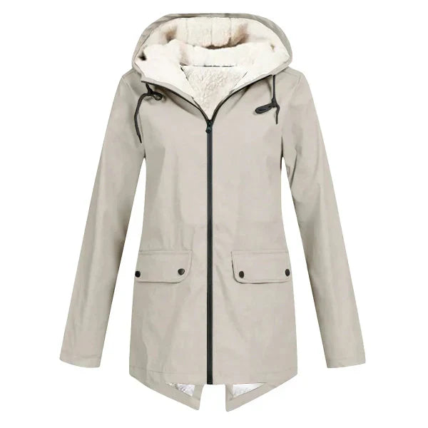 Street Wave Womens Trench Coat Waterproof Fleece Lined Hooded Mid Length
