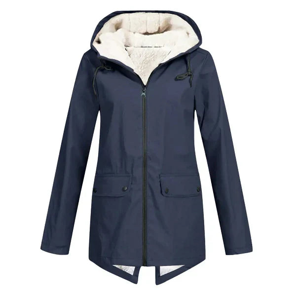 Street Wave Womens Trench Coat Waterproof Fleece Lined Hooded Mid Length