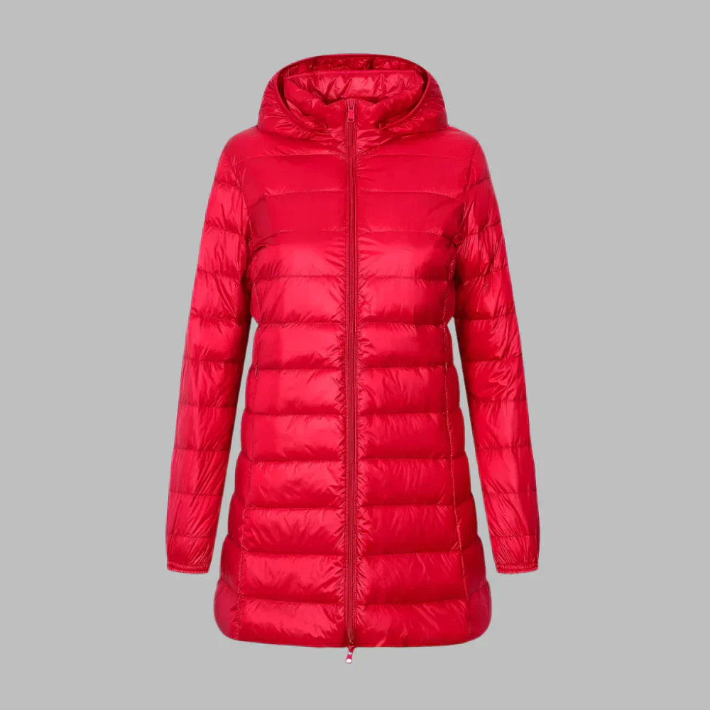 Streetwave Hooded Waterproof Puffer Coat Women Tailored Mid Thigh Length Front Zip