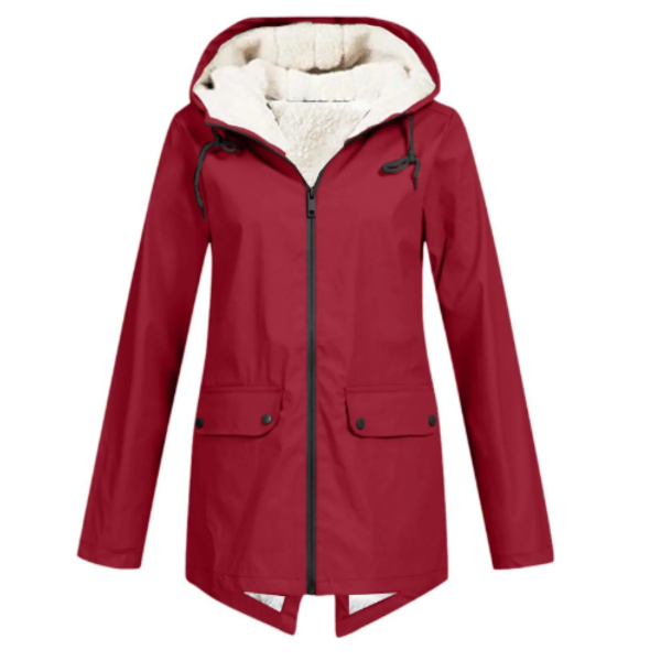 Street Wave Womens Trench Coat Waterproof Fleece Lined Hooded Mid Length