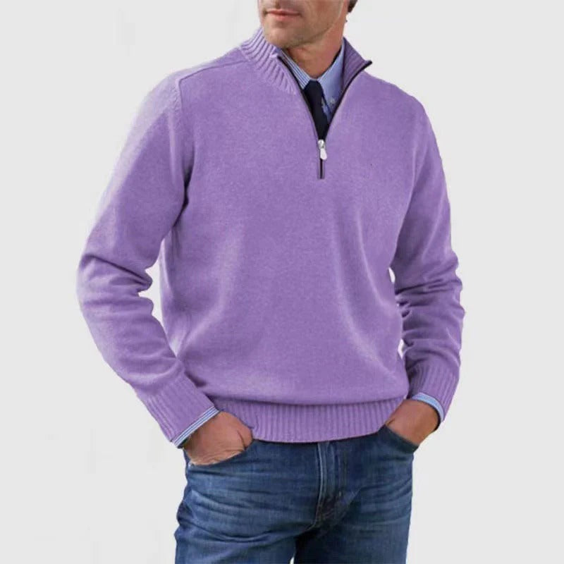 Mens Quarter Zip Sweater for Business Casual Office Attire Sharp Professional Look Knit Pullover by Street-Wave