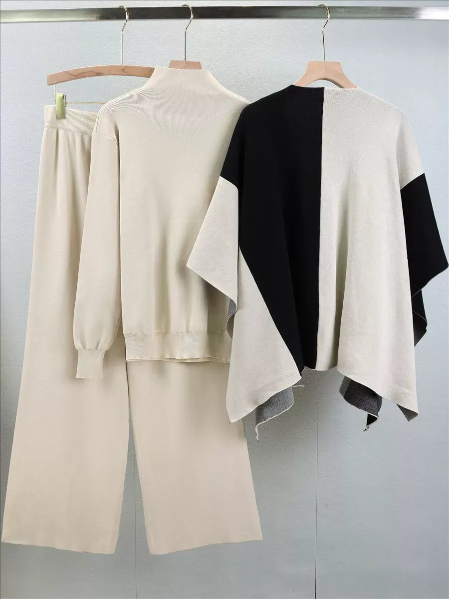 Nordisk Flair Womens Knitted Three Piece Suit Cape Layer