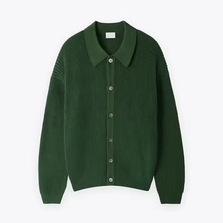 Street Wave Mens Oversized Wool Cardigan Button Front For Cozy Everyday Warmth