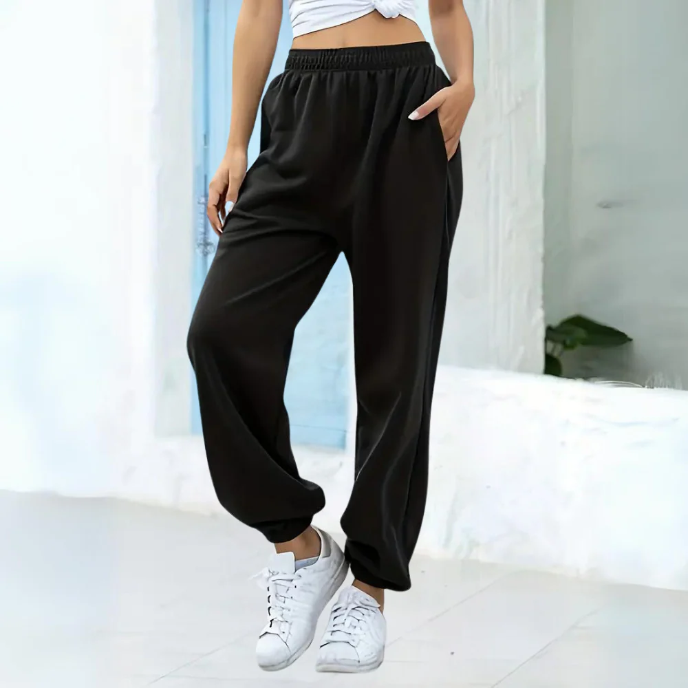 Street Wave Women Joggers Elastic Waistband Loose Fit Comfort All Day Casual Athleisure