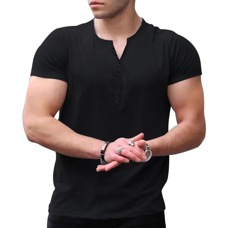 Street-Wave Men Henley T Shirt Slim Fit Soft Knit Everyday Style