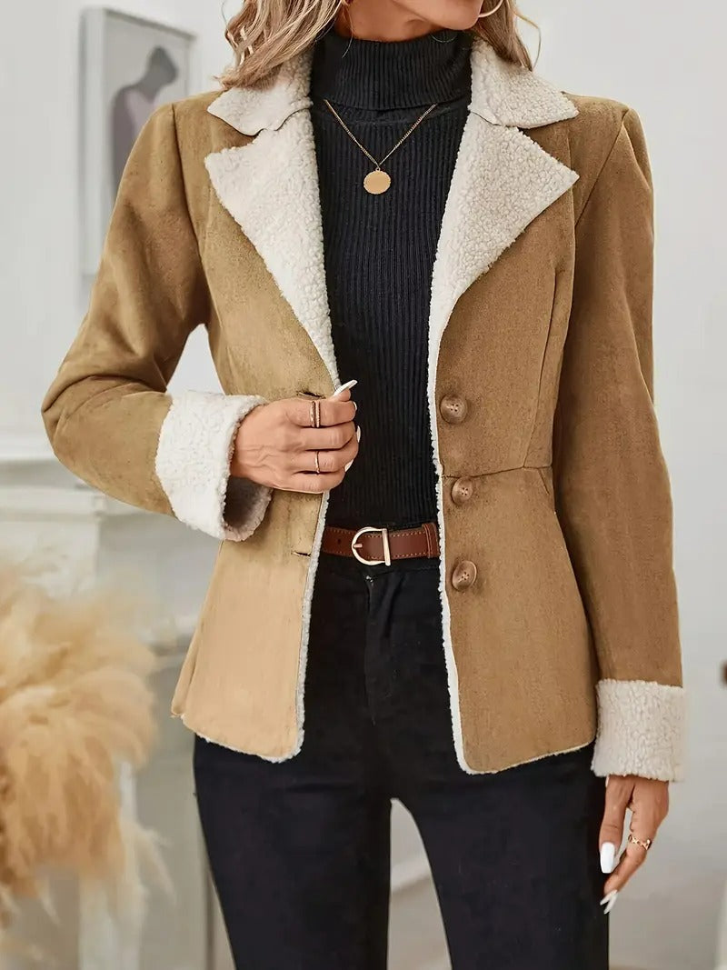 Street-Wave Elegant Premium Slim-Fit Shearling Jacket For Women Warmth And Urban Style