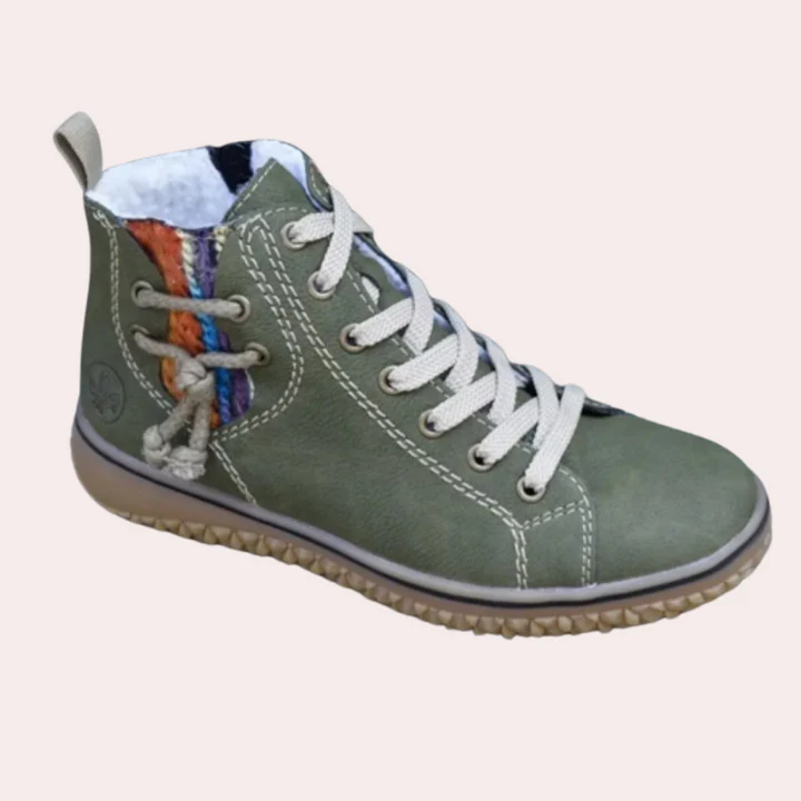 Street-Wave Ankle Boots Smooth Leather Lace-Up Slim Fit With Rugged Tread Sole For Women