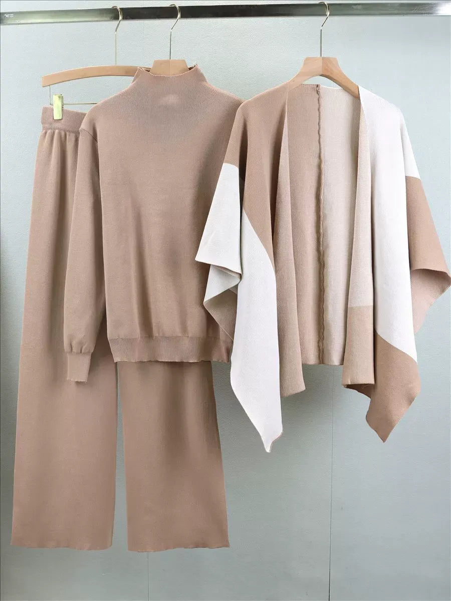 Nordisk Flair Womens Knitted Three Piece Suit Cape Layer