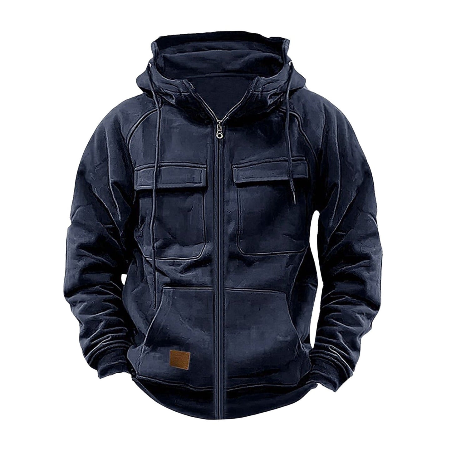 Mens Hoodie Street Wave Relaxed Half Zip Chest Pockets