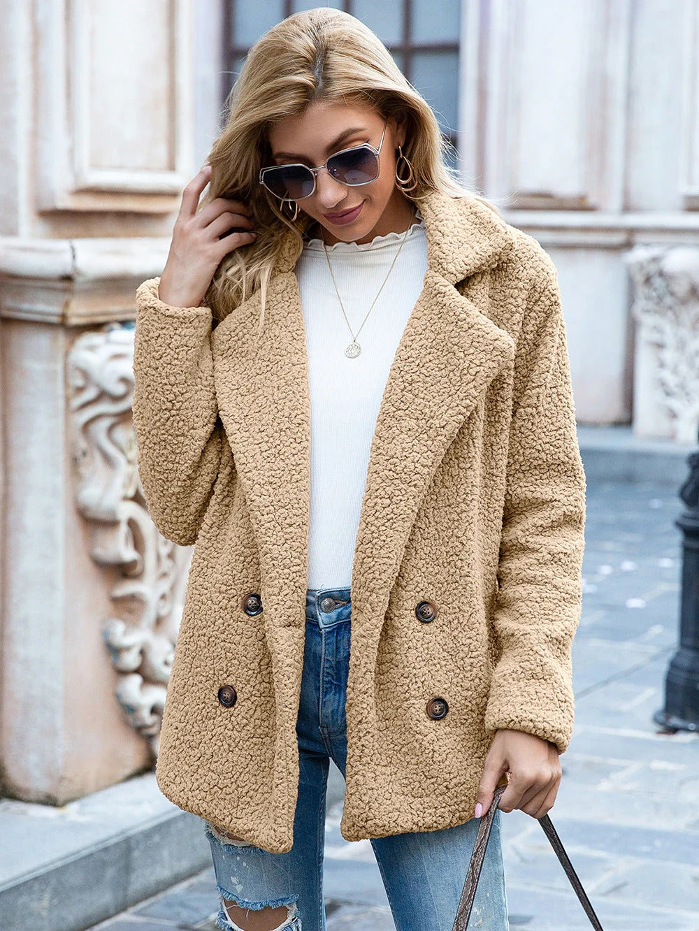 Streetwave Plus Size Oversized Teddy Coat With Button Front For Women Cozy Warm Winter Fashion
