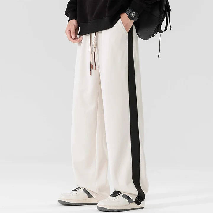 Street-Wave Men's Loose Fit Sweatpants With Side Stripe Drawstring Joggers For Casual All Day Comfort