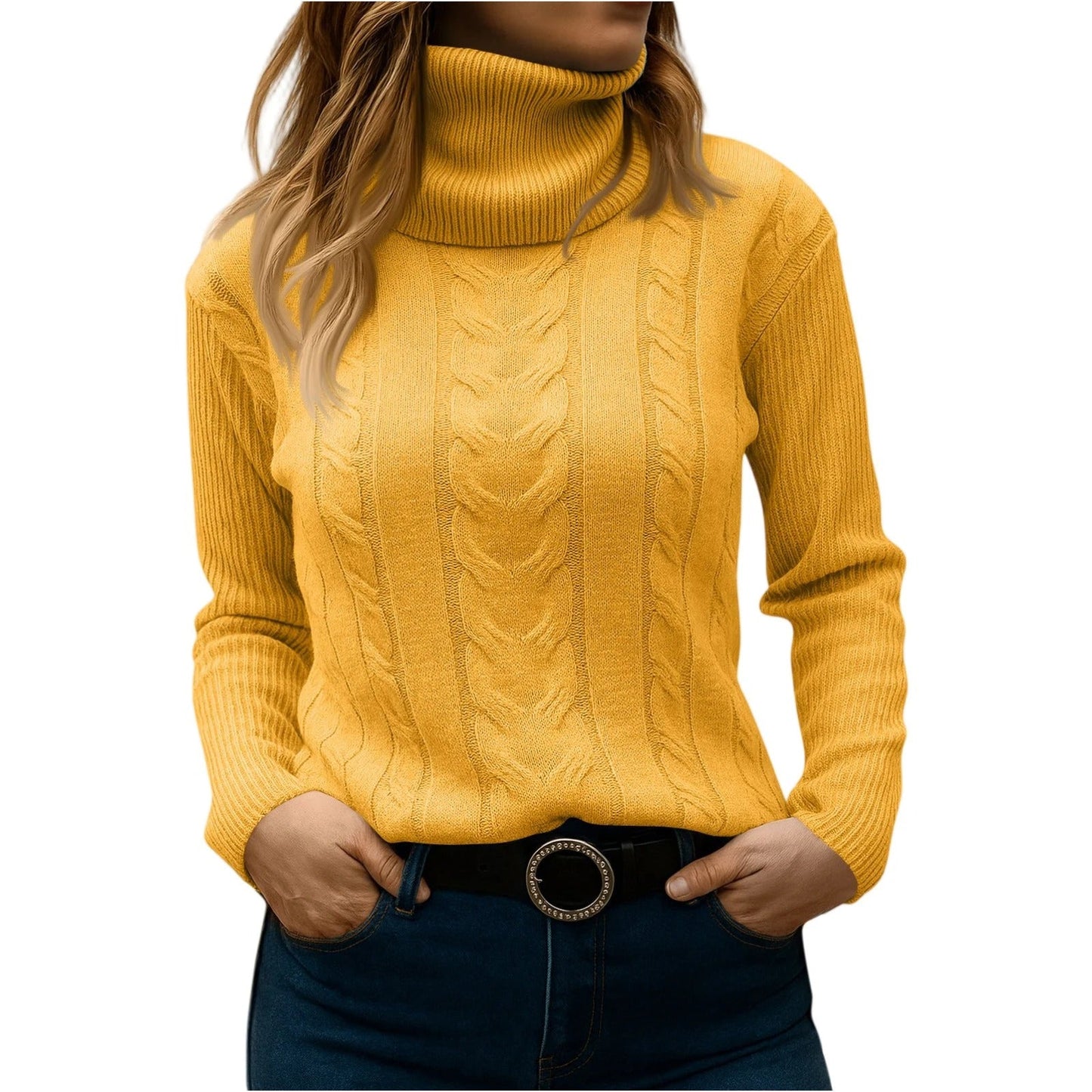 Street-Wave Women's Turtleneck Sweater - Relaxed And Elegant Everyday Essential For Cozy Style