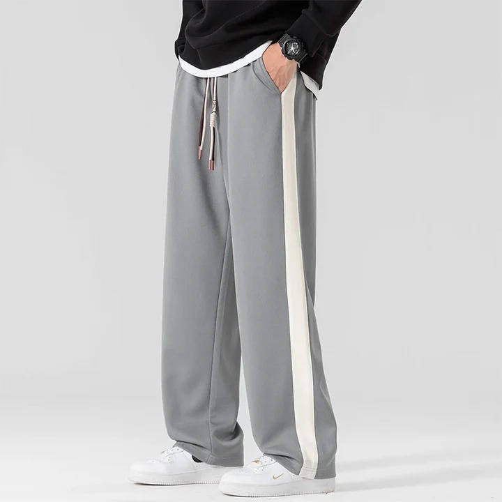 Street-Wave Men's Loose Fit Sweatpants With Side Stripe Drawstring Joggers For Casual All Day Comfort