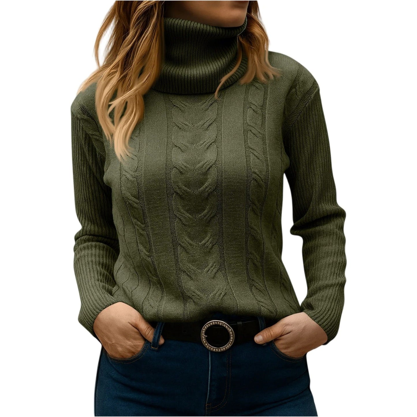 Street-Wave Women's Turtleneck Sweater - Relaxed And Elegant Everyday Essential For Cozy Style
