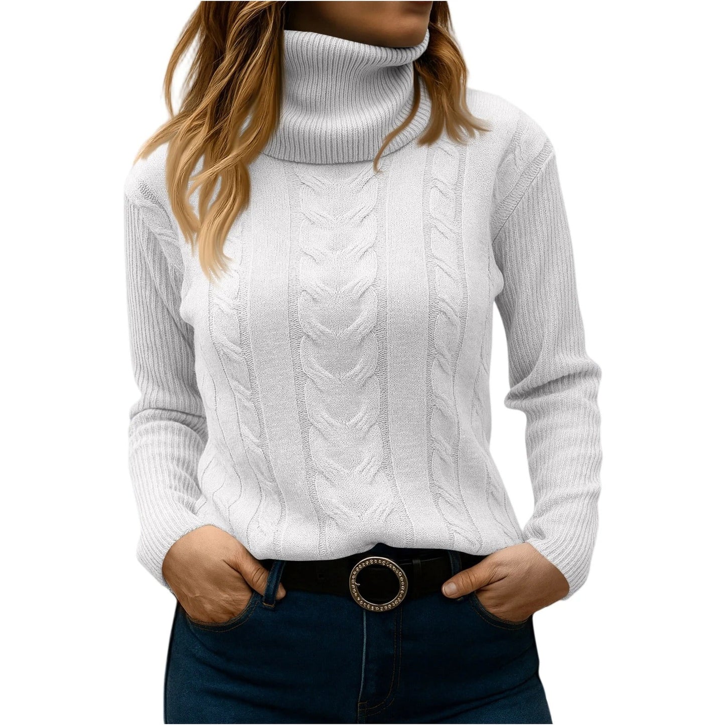 Street-Wave Women's Turtleneck Sweater - Relaxed And Elegant Everyday Essential For Cozy Style