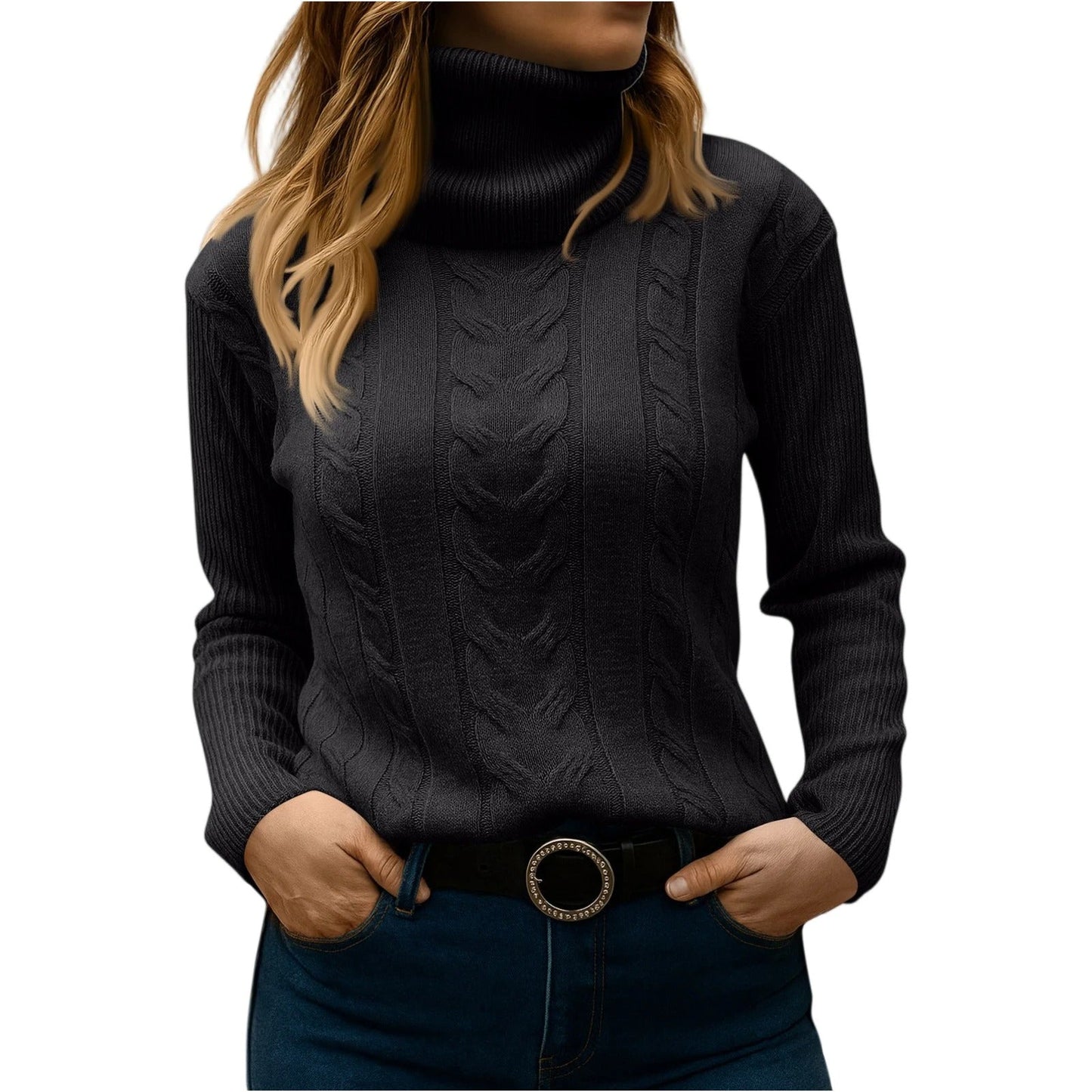 Street-Wave Women's Turtleneck Sweater - Relaxed And Elegant Everyday Essential For Cozy Style