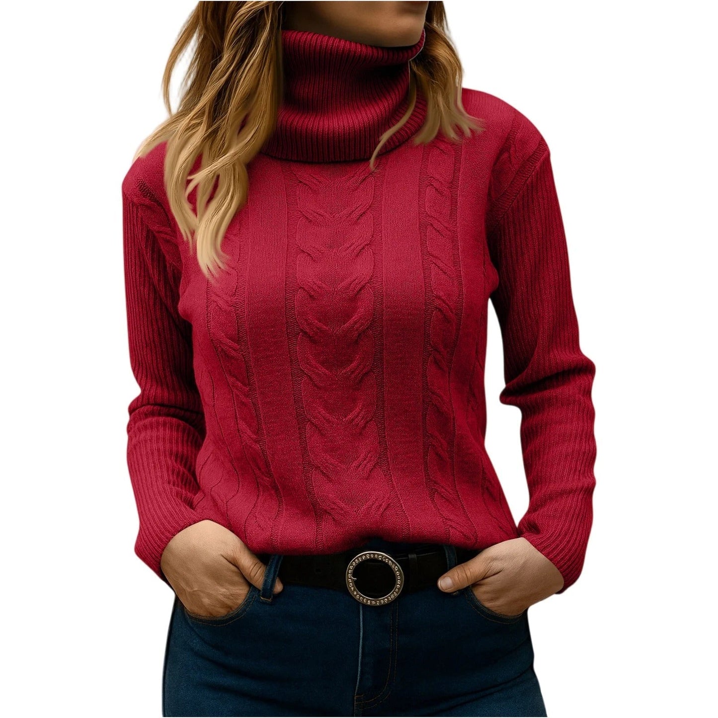 Street-Wave Women's Turtleneck Sweater - Relaxed And Elegant Everyday Essential For Cozy Style