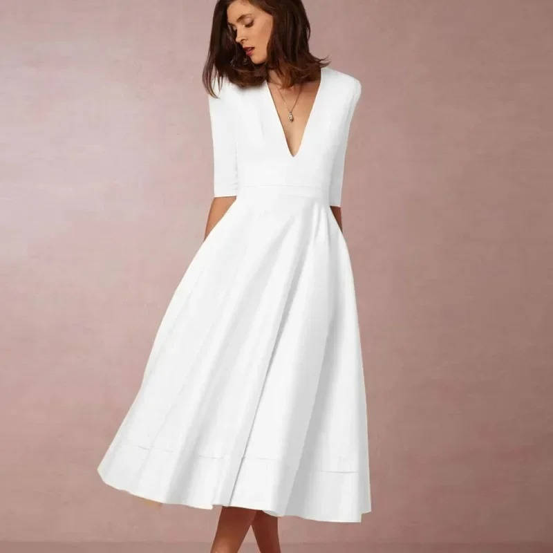 Elegant Deep V Neck Dress for Special Occasion