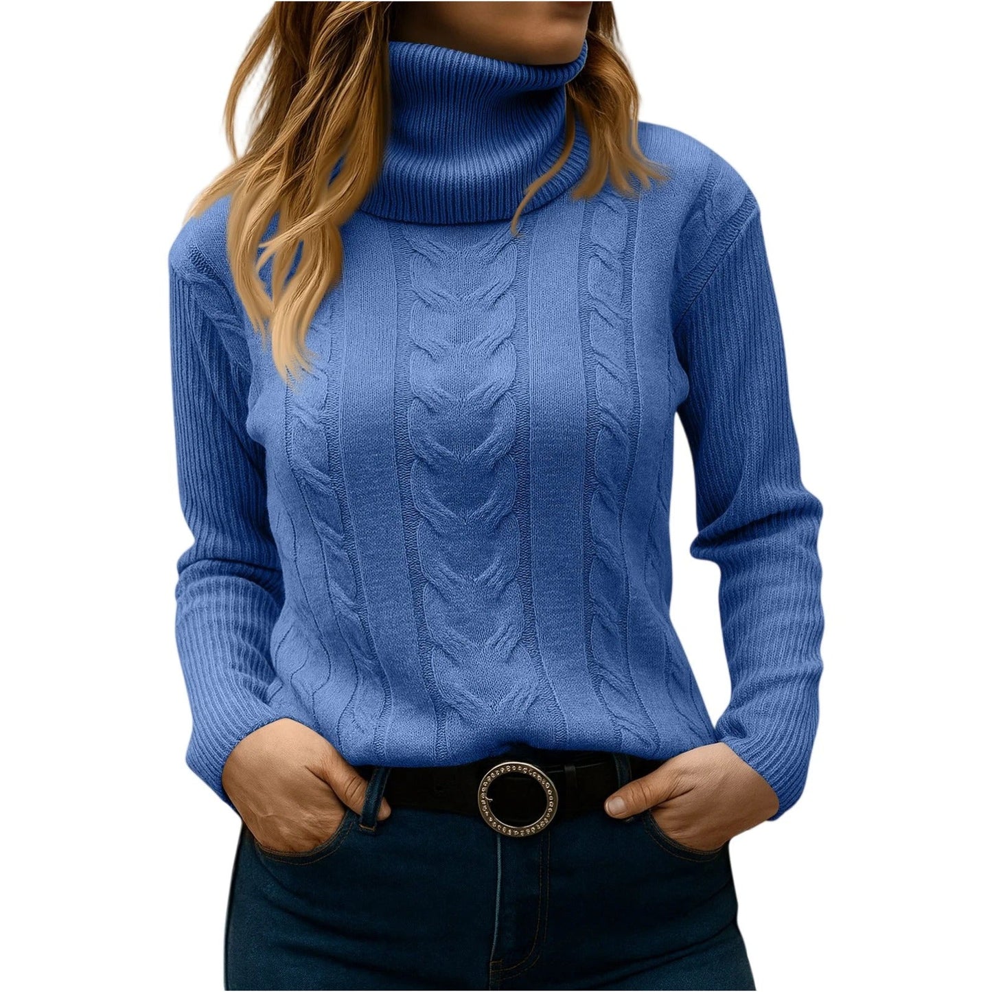 Street-Wave Women's Turtleneck Sweater - Relaxed And Elegant Everyday Essential For Cozy Style