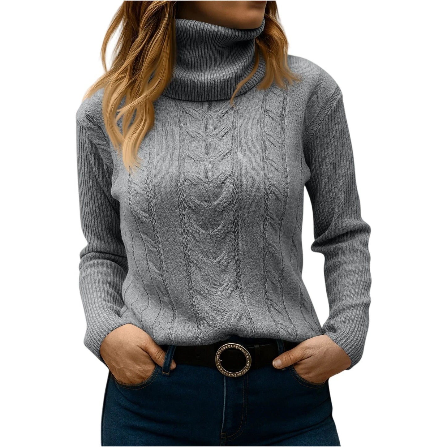 Street-Wave Women's Turtleneck Sweater - Relaxed And Elegant Everyday Essential For Cozy Style