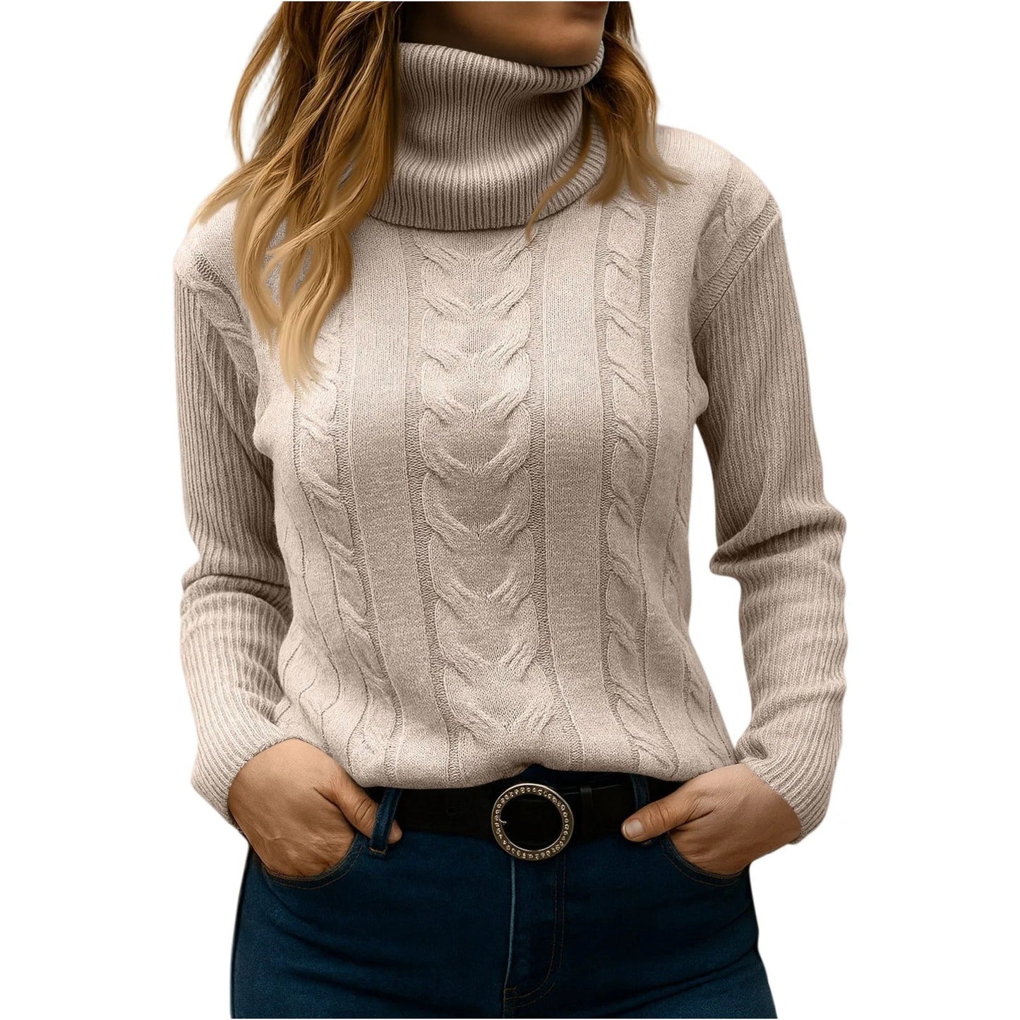 Street-Wave Women's Turtleneck Sweater - Relaxed And Elegant Everyday Essential For Cozy Style