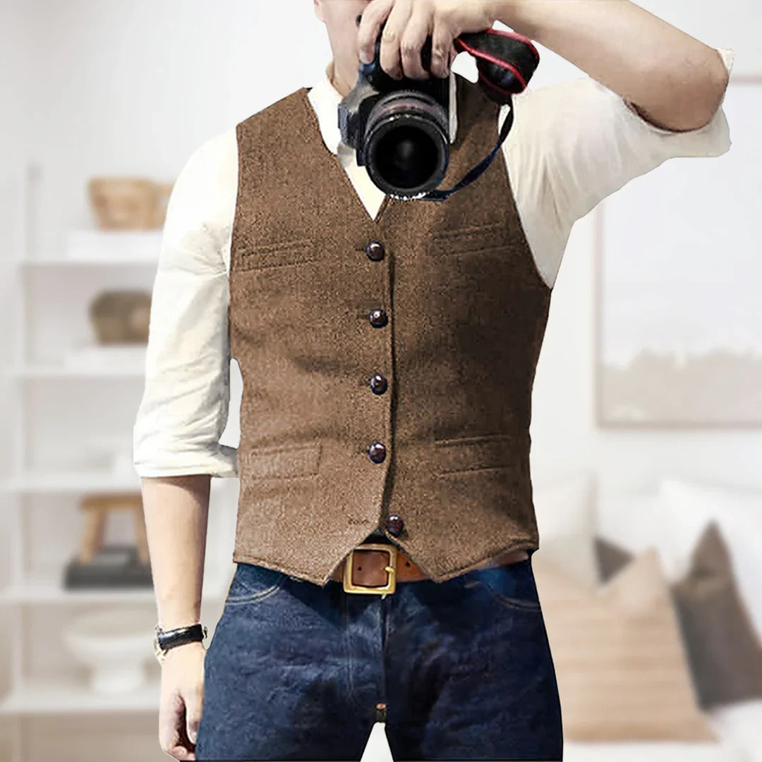 Mens Wool Waistcoat Vest For Smart Casual Style Ideal For Brunch And Casual Evenings By Street-Wave