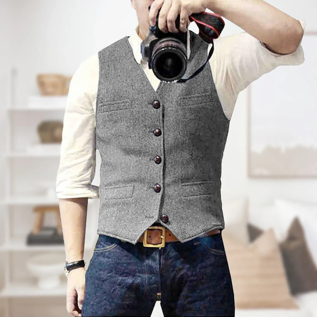 Mens Wool Waistcoat Vest For Smart Casual Style Ideal For Brunch And Casual Evenings By Street-Wave