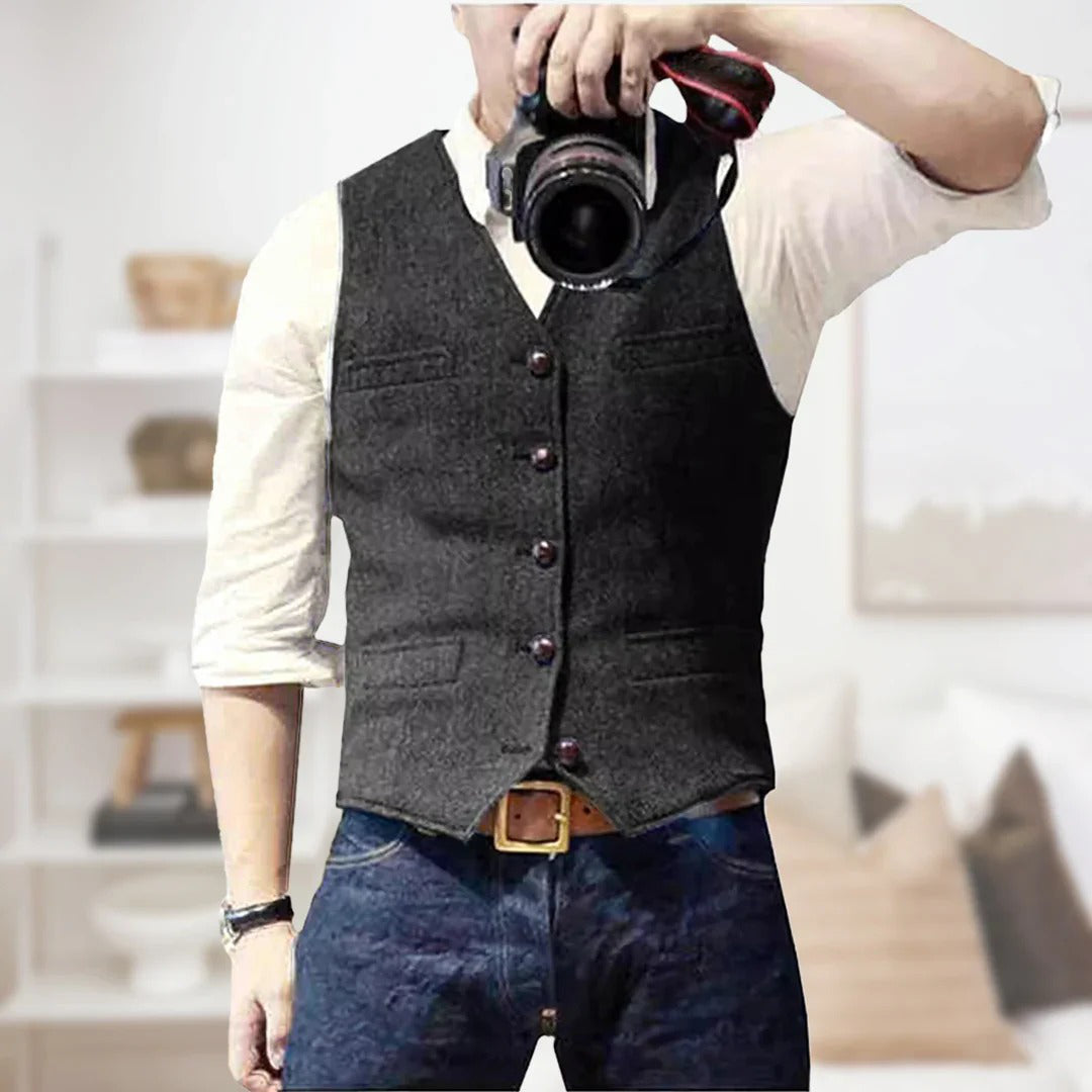 Mens Wool Waistcoat Vest For Smart Casual Style Ideal For Brunch And Casual Evenings By Street-Wave