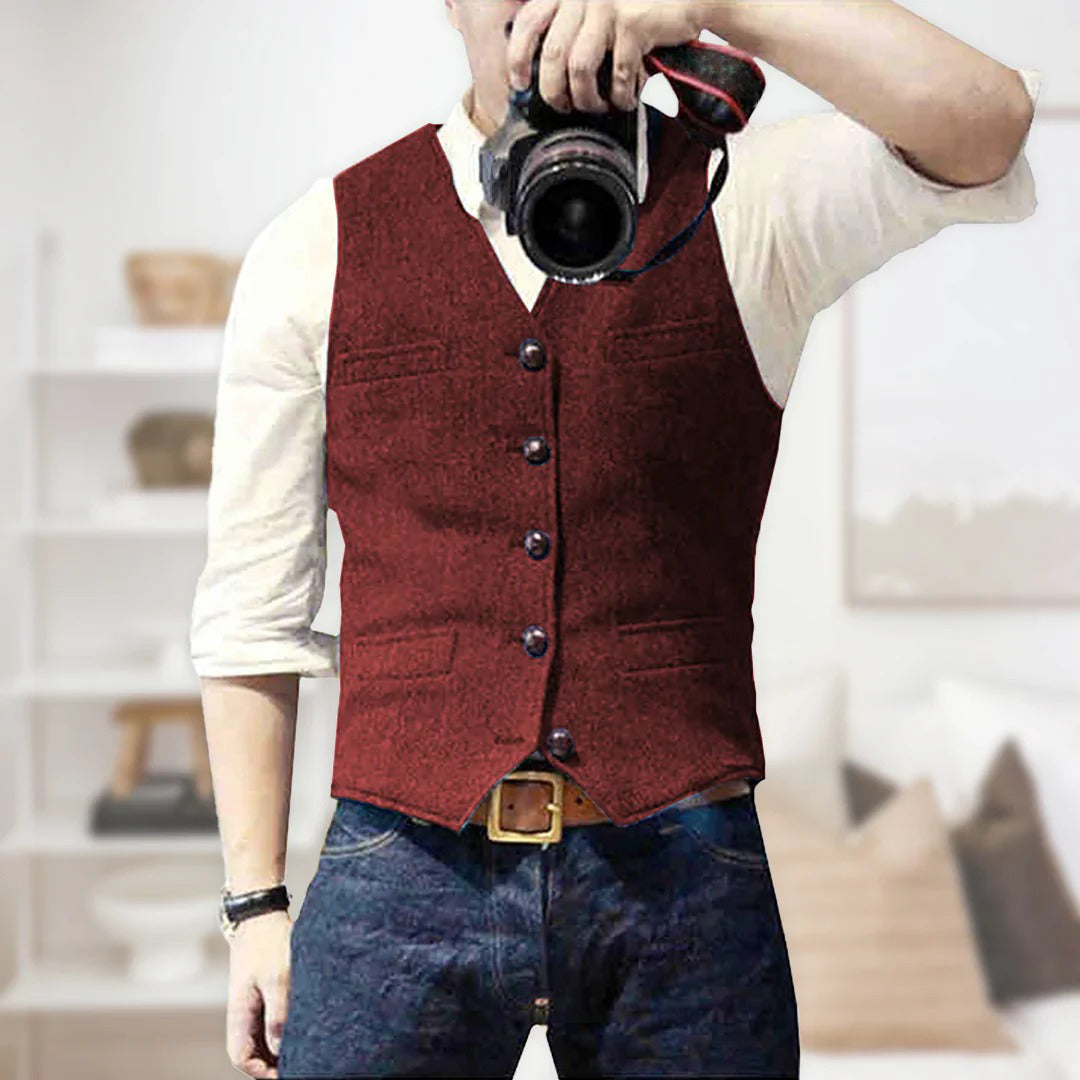 Mens Wool Waistcoat Vest For Smart Casual Style Ideal For Brunch And Casual Evenings By Street-Wave