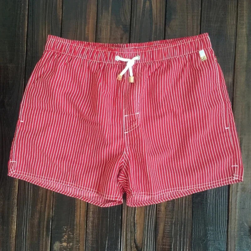 Striped Mens Swim Shorts By Street-Wave Quick Dry Beach Trunks With Drawstring Comfort Fit