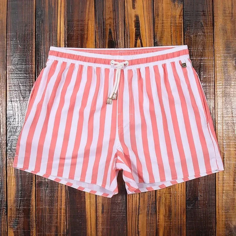 Striped Mens Swim Shorts By Street-Wave Quick Dry Beach Trunks With Drawstring Comfort Fit