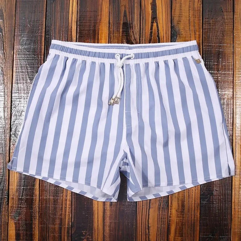 Striped Mens Swim Shorts By Street-Wave Quick Dry Beach Trunks With Drawstring Comfort Fit