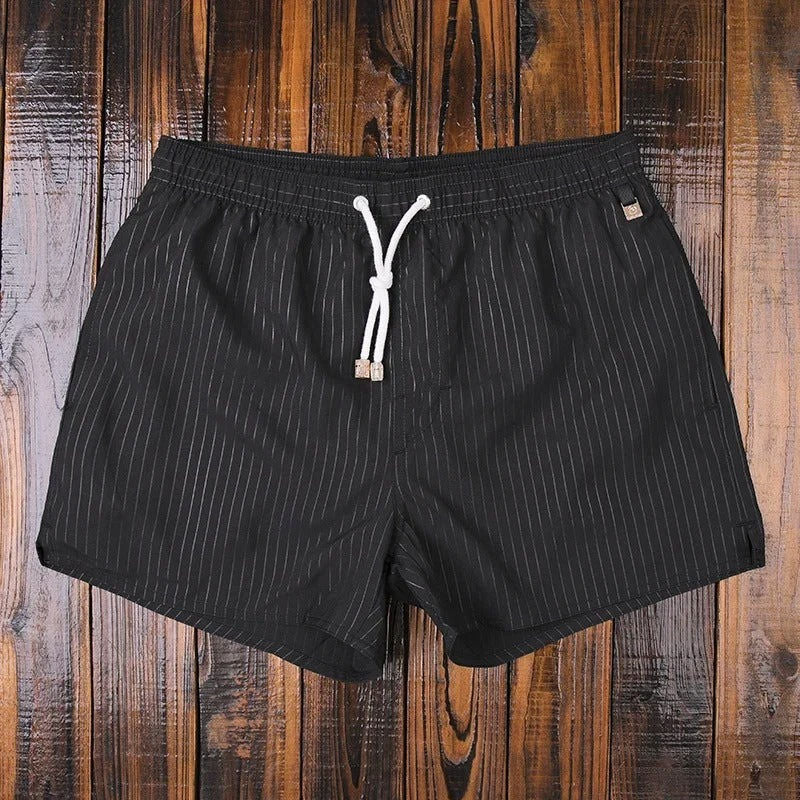 Striped Mens Swim Shorts By Street-Wave Quick Dry Beach Trunks With Drawstring Comfort Fit